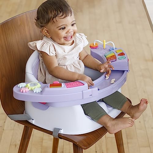 Infantino Music & Lights 3-in-1 Discovery Seat & Booster, Toddler Booster Seat for Dining Table or Kitchen Chair, Baby Activity Center & Snack Tray, Lavender