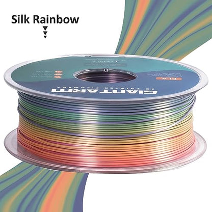Silk Rainbow Color Lime Purple Blue Yellow Green Filament with 1.75mm Dimensional Accuracy +/-0.03mm, 1080 Feet per Roll, Vacuum Packaging, 3D Printer PLA Filament GIANTARM