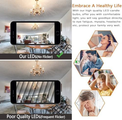 12-Pack Dimmable E12 LED Candelabra Bulbs 40Watt Equivalent, 2700K Warm White, 450Lumens, 4W B11 Vintage Chandelier Light Bulbs, LED Filament Clear Glass Candle Lamp for Ceiling Fan Home Decor1