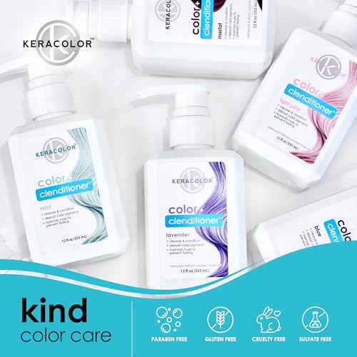 Keracolor Color + Clenditioner 3-in-1 Color-Depositing Conditioner, Gently Cleanses & Conditions, Semi-Permanent Hair Color, 23 Shades, 12 Fl Oz