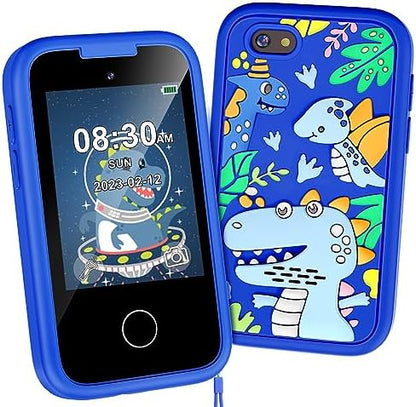 Kids Smart Phone for Boys, Christmas Birthday Gifts for Boy Girl Age 3-10 Kids Toys Cell Phone, 2.8" Touchscreen Toddler Learning Play Toy Phone with Dual Camera, Game, Music Player, 8GB Card Blue