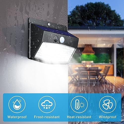 [6 Packs] Solar Lights Outdoor Motion Sensor Solar Security Lights Waterproof with 3 Lighting Modes Solar Powered Wall Lights Outside for Garden Fence Yard Deck