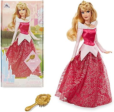 Disney Store Official Disney Princess Classic Doll (Aurora from Sleeping Beauty), 11 Inches, Includes Brush with Molded Details, Fully Posable Toy in Classic Outfit - Disney Princess Toys for Girls