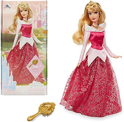 Disney Store Official Disney Princess Classic Doll (Aurora from Sleeping Beauty), 11 Inches, Includes Brush with Molded Details, Fully Posable Toy in Classic Outfit - Disney Princess Toys for Girls
