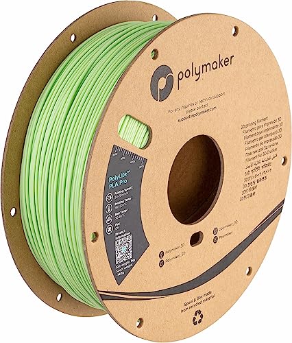 Polymaker PLA PRO Filament 1.75mm 1kg, Tough & High Rigidity Light Green 3D Printing Filament, PolyLite PLA PRO 3D Printer Filament 1.75mm, Print with Most 3D Printers
