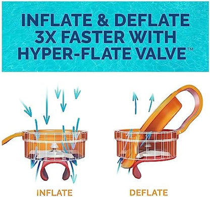 SwimWays Spring Float Recliner Chair for Swimming Pool, Inflatable Pool Floats Adult with Fast Inflation, Cup Holder & Foot Rest for Ages 15 & Up, Aqua