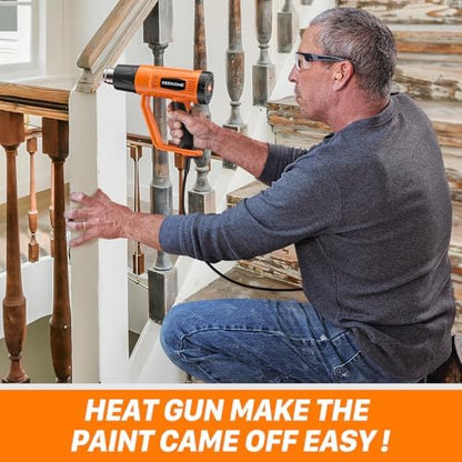SEEKONE Heat Gun 1800W Heavy Duty Fast Heat Hot Air Gun Kit with 752℉&1112℉（400℃-600℃） Dual-Temperature Settings and 4 Nozzles with Overheat Protection for Crafts, Shrinking PVC, Stripping Paint