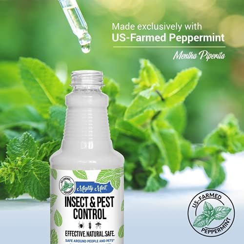 Mighty Mint Peppermint Oil Insect Repellent Spray – Natural Indoor & Outdoor Bug Control for Spiders, Ants, Roaches, and More – Plant-Based, Extra-Strong Formula - 16 oz