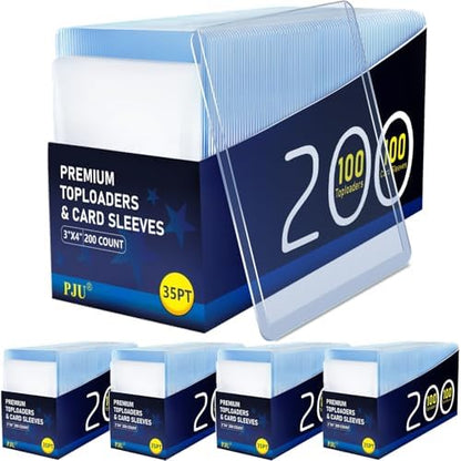 1000 Card Sleeves Top Loaders for Cards, Premium Toploaders for Cards, 3"x4" Baseball Card Protectors Hard Plastic, Hard Card Sleeves, Sports Trading Card Holder (500 Toploaders + 500 Penny Sleeve)