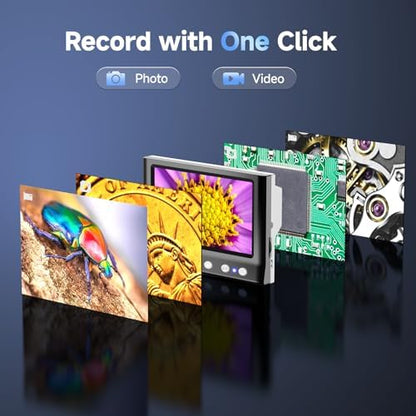 LPM7 4.3" Coin Microscope, IPS Digital Microscope for Adults, Coin Magnifier with 8 LED Lights, Windows Compatible, Include 32GB Memory Card