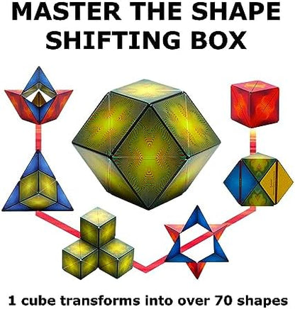 SHASHIBO Shape Shifting Box - Award-Winning, Patented Fidget Cube w/ 36 Rare Earth Magnets - Transforms Into Over 70 Shapes, Gift Box, Download Fun in Motion Toys Mobile App (Optical Illusion, 2 pack)