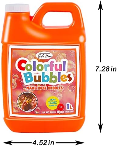 Lulu Home Concentrated Bubble Solution, 1 L/ 33.8 OZ Refill for Bubble Machines, Giant Wands, and Blowers - Up to 2.5 Gallons for Kids' Birthday Parties