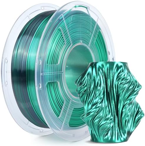 SUNLU Silk Dual Color Pla Filament, Silk PLA 3D Printer Filament 1.75mm, Shiny Silk Texture, Dimensional Accuracy +/- 0.02mm, 1KG Spool (2.2 lbs), PLA Silk Dual Color (Black Green)
