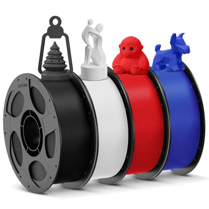 ANYCUBIC 3D Printer Filament PLA Bundle, PLA Filament 1.75mm Dimensional Accuracy +/- 0.02mm, 1KG Reusable Spool, Black+White+Blue+Red, 4KG in Total