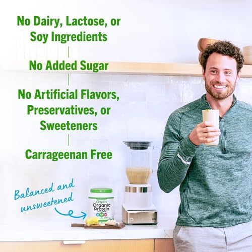 Orgain Organic Unflavored Vegan Protein Powder, Natural Unsweetened - 21g of Plant Based Protein, Non Dairy, Gluten Free, No Sugar Added, Soy Free, Non-GMO, 1.59 lb (Packaging May Vary)