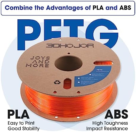 PETG Filament 1.75mm, PETG 3D Printing Filament, 2.2 LBS (1KG) Cardboard Spool, Fit Most FDM 3D Printer, Orange