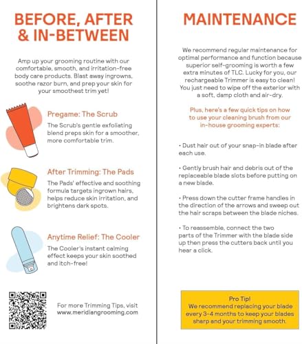 MERIDIAN The Trimmer Original - Body Hair Trimmer for Men, Electric Shaver for Pubic Hair, Chest, Legs & Bikini, Waterproof & Rechargeable, Onyx