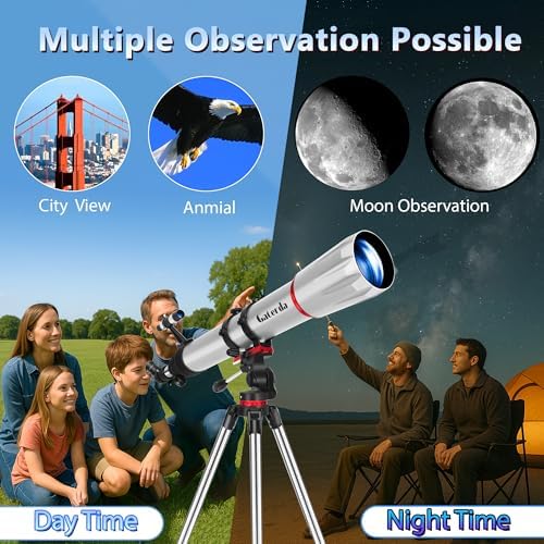 Telescope, 90mm Aperture 900mm Refractor Telescope for Adults High Powered, Astronomical Telescopes for Adults Astronomy Beginners with Professional Eyepieces, Tripod, Phone Adapter&Carry Bag