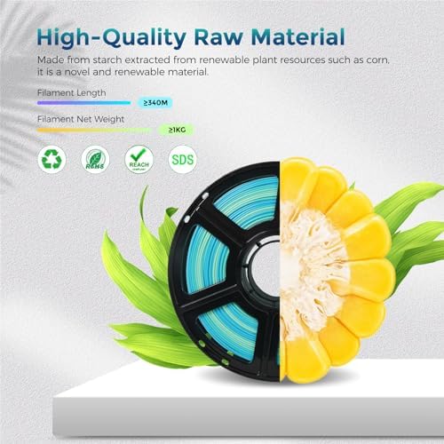 FLASHFORGE PLA Filament 1.75mm +/- 0.02mm Blue to Yellow Gradient, Smooth Color-Changing 3D Printer Filament 1kg (2.2lbs) Spool, 3D Printing Filament Easy to Use and Fits for Most FDM 3D Printers