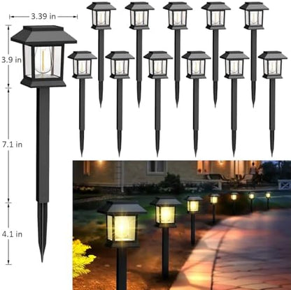 Solar Lights Outdoor,12 Pack Waterproof Auto On/Off Solar Pathway Lights for Your Garden, Landscape, Path, Yard, Patio, Driveway,Walkway Decor