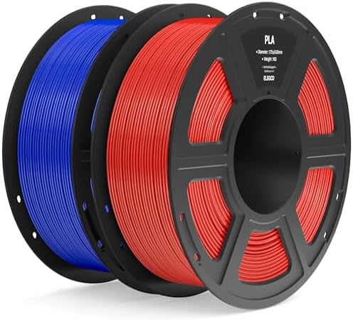 ELEGOO PLA Filament 1.75mm True Red & Dark Blue 2KG, 3D Printer Filament Dimensional Accuracy +/- 0.02mm, 2pcs 1kg Spool(2.2lbs) Fit Most FDM 3D Printers