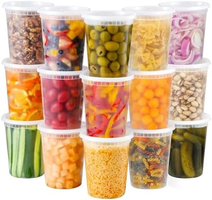 AOZITA 40 Sets 32 oz Plastic Deli Food Containers With Lids, Airtight Food Storage Containers, Freezer/Dishwasher/Microwave Safe, Soup Containers For Takeout Meal Prep Storage