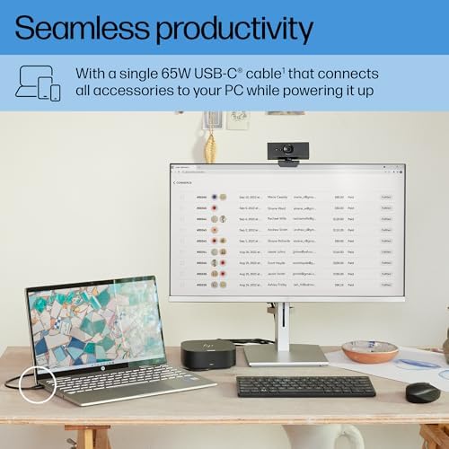 HP USB-C Dock G5-11-in-1 Adapter for Both USB-C and Thunderbolt-Enabled Laptops, PCs, & Notebooks - Single Cable for Charging, Networking, or Data Transfers - Great for Secure & Remote Management