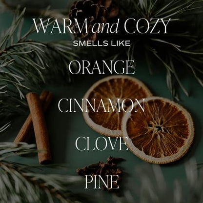 Sweet Water Decor Warm and Cozy Candle - Pine Cinnamon & Fir Winter Scented Soy Candles for Home | 9oz Clear Jar, 40 Hour Burn Time, Made in The USA
