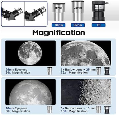 Telescope,Telescope for Adults High Powered - 80mm Aperture 600mm Professional Portable Telescopes for Astronomy Beginners,Fully Mult-Coated Refractor Telescopes with Tripod,Phone Adapter and Bag