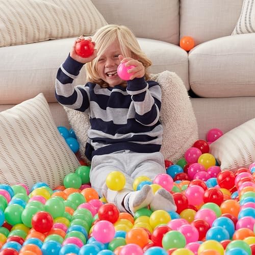 Amazon Basics BPA Free Crush-Proof Plastic Ball, Pit Balls with Storage Bag, for Toddlers Kids 12+ Months Play, Pack of 1000 Balls, 6 Bright Colors