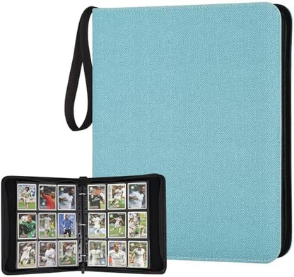 9 Pocket Card Binder, Premium Zip Trading Card Binder, 720 Double Sided Pocket PU Card Collection Binder, Collector Card Album, Card Folder for MTG, TCG, Sports Cards, Game Cards (Lake Blue)
