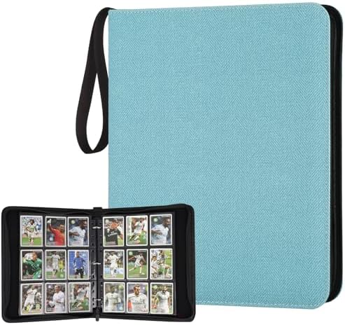9 Pocket Card Binder, Premium Zip Trading Card Binder, 720 Double Sided Pocket PU Card Collection Binder, Collector Card Album, Card Folder for MTG, TCG, Sports Cards, Game Cards (Lake Blue)