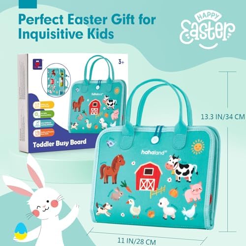 hahaland Busy Board for Toddlers Girls Montessori Toys for 3+ Year Old Farm Animals Preschool Learning Activities Toddler Travel Toys for 3+