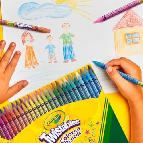 Crayola Twistables Colored Pencil Set for Kids (50ct), No Sharpen Coloring Book Pencils, Essential Classroom Supplies, Cute Back to School Gifts for Kids, 4+