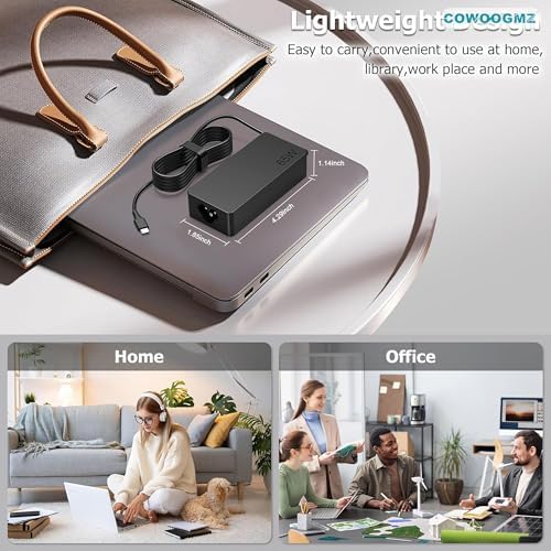 65W USB C Laptop Charger Compatible with Lenovo ThinkPad X1 X13 T14 T15 E14 E15 T480s T490 E480 Yoga 7i 9i Thinkbook 13s 14 15 16 Plus G4 65W 45W Computer Charger USB Type C AC Power Adapter