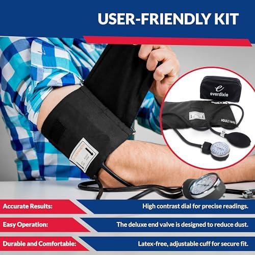 Deluxe Aneroid Sphygmomanometer Blood Pressure Monitor Set – 2-Pack – Adult Cuff, Carrying Case & Calibration Tool – High Contrast Dial for Accurate Readings – Portable & Durable Design – Black