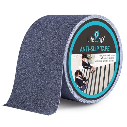 Lifegrip Anti Slip Traction Tape, 4 Inch x 38 Foot - Best Grip, Friction, Abrasive Adhesive for Stairs, Tread Step, Indoor, Outdoor, Grey (4" X 38')