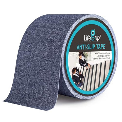 Lifegrip Anti Slip Traction Tape, 4 Inch x 38 Foot - Best Grip, Friction, Abrasive Adhesive for Stairs, Tread Step, Indoor, Outdoor, Grey (4" X 38')