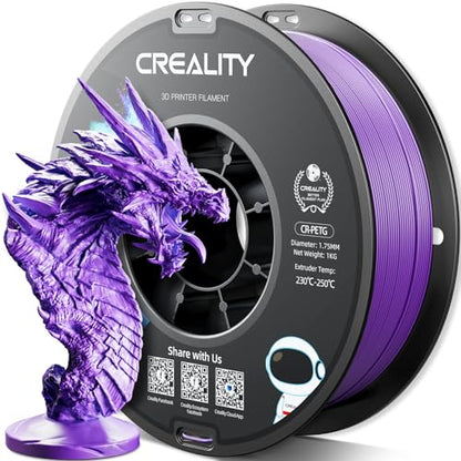 Official PETG 3D Printer Filament 1.75mm 1KG (2.2lbs), High Precision Strong Toughness, Odorless Better Flow Moistureproof 4D Printing Ender Filament(Purple)