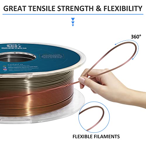 Geeetech Metal-Like Shiny Silk Bronze Rainbow 3D Printer PLA Filament,Shine Silky Metallic Printing Consumable 1.75mm,Dimensional Accuracy +/- 0.02 mm,1kg Spool (2.2lbs),Fit Most FDM Printer