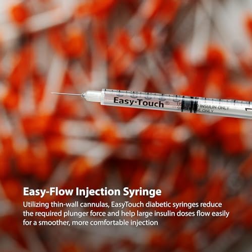 Easy Touch U-100 Insulin Syringe with Needle, 27G 1cc 5/8-Inch (16mm), Box of 100