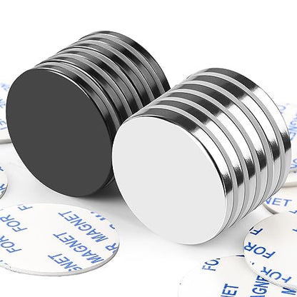 LOVIMAG Super Strong Neodymium Disc Magnets, Powerful Rare Earth Magnet with Adhesive Backing for Fridge, Craft, and Office Magnets - 1.26 inch x 1/8 inch, Pack of 12 (6 Black, 6 Silver)