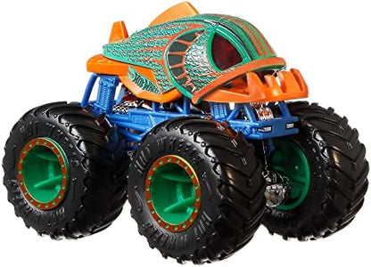Hot Wheels Toy Monster Trucks Creature 3-Pack, Set of 3 Toy Trucks in 1:64 Scale: Shark Wreak, Piran-ahh & Mega-Wrex