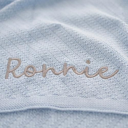 Personalized Baby Blanket - Custom Knit with Embroidery, Monogrammed Baby Name Blanket | Perfect for Baby Showers, Stroller & Car Seat | Gift Idea