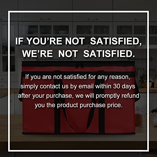 Bodaon Insulated Food Delivery Bag for Pizza Delivery, Grocery- Cooler Bag, Food Warmers for Parties, Catering Supplies for Doordash, Thermal Bags for Cold and Hot Food Carrier (Red, XXX-Large, 1-Pack