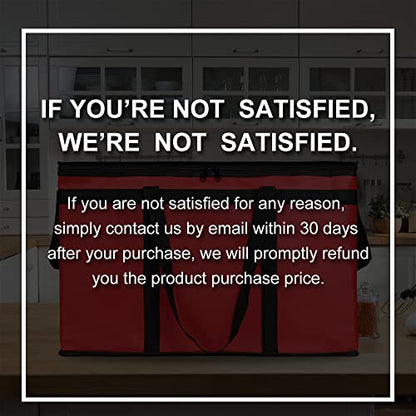 Bodaon Insulated Food Delivery Bag for Pizza Delivery, Grocery- Cooler Bag, Food Warmers for Parties, Catering Supplies for Doordash, Thermal Bags for Cold and Hot Food Carrier (Red, XXX-Large, 1-Pack