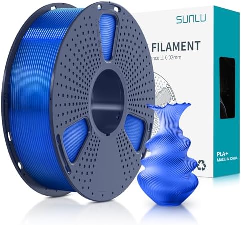 SUNLU 3D Printer Filament PLA Plus 1.75mm, SUNLU Neatly Wound PLA Filament 1.75mm PRO, PLA+ Filament for Most FDM 3D Printer, Dimensional Accuracy +/- 0.02 mm, 1 kg Spool(2.2lbs), Transparent Blue