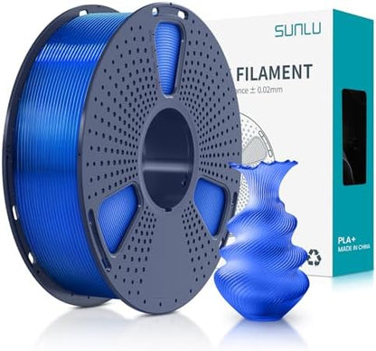 SUNLU 3D Printer Filament PLA Plus 1.75mm, SUNLU Neatly Wound PLA Filament 1.75mm PRO, PLA+ Filament for Most FDM 3D Printer, Dimensional Accuracy +/- 0.02 mm, 1 kg Spool(2.2lbs), Transparent Blue
