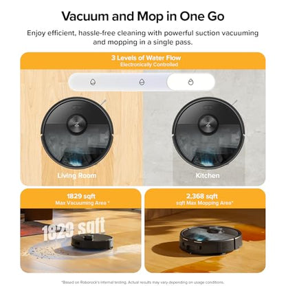 roborock Q7 M5+ Robot Vacuum and Mop, Upgraded from Q5 Max+, 7 Weeks Self-Emptying, 10000Pa Suction, Dual Anti-Tangle System, for Pet Hair & Carpet, PreciSense LiDAR Navigation, App Control, Black