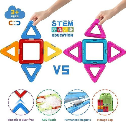 Coodoo Upgraded Magnetic Blocks Tough Tiles STEM Toys for 3+ Year Old Boys and Girls Learning by Playing Games for Toddlers Kids, Compatible with Major Brands Building Blocks - Starter Set